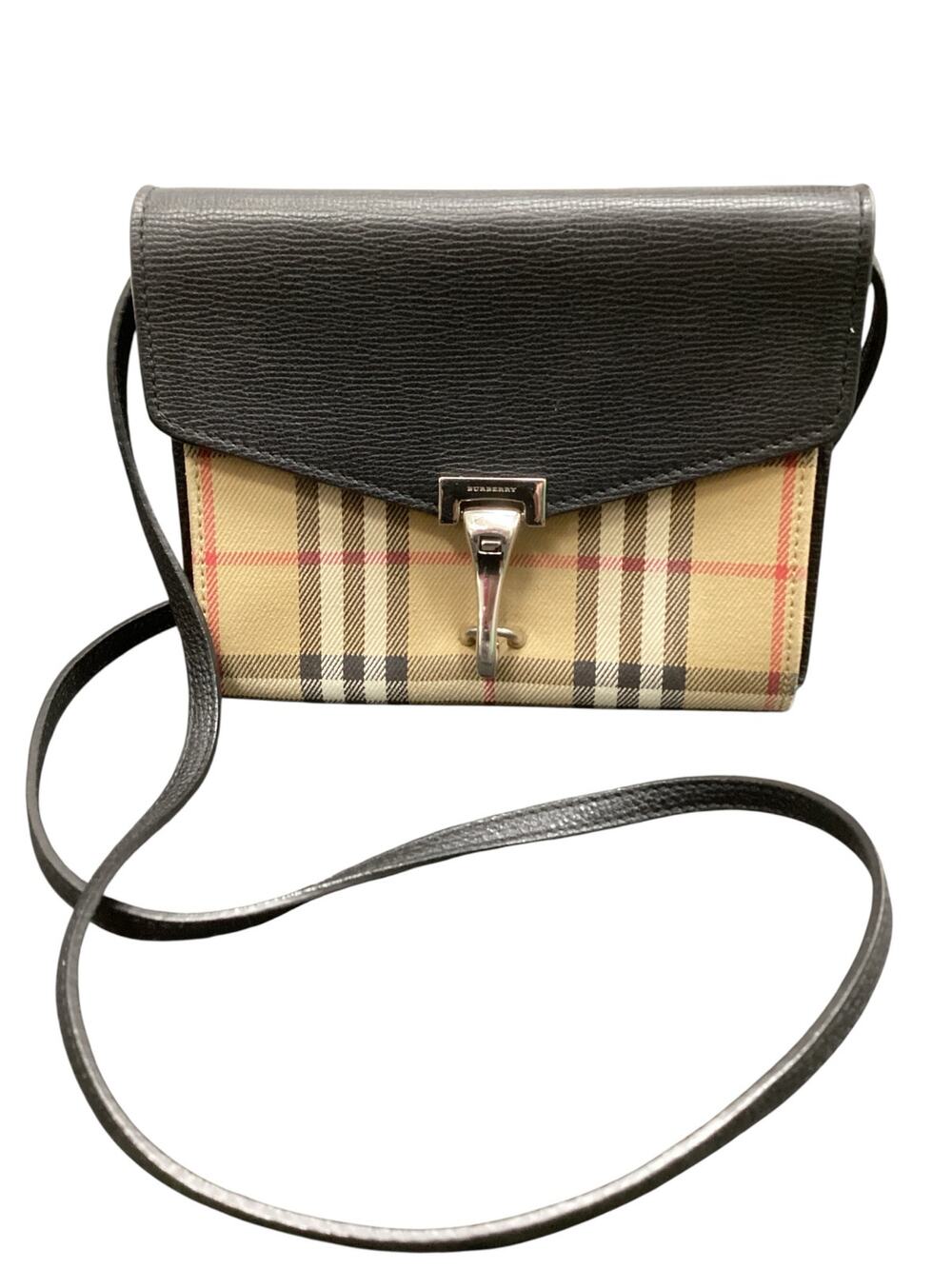 Burberry Purse Women’s One Size Small Crossbody Leather&House Checkered Canvas